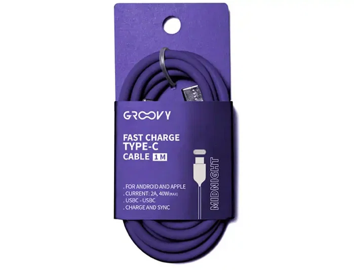 GROOVY Cable USB-C a USB-C de Alto Rendimiento, 1 m, Morado
