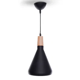 SKD Lámpara Colgante Eloise SKD-P015-B con Ajuste de Altura, de Metal Aluminio y Madera para Decoración Moderna