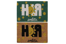 DKD Home Decor Felpudo Básicos Verde Marron Fibra de Coco Goma 40 x 1.5 x 60 cm (2 Unidades)