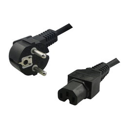 LogiLink Cable de alimentación CEE 7/7 (90°) a IEC C15, negro, 2 m