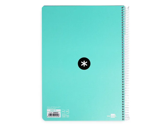 Antartik Cuaderno Espiral A4 Tapa Dura 80 Hojas 90gr Cuadro 4mm Margen Color Menta