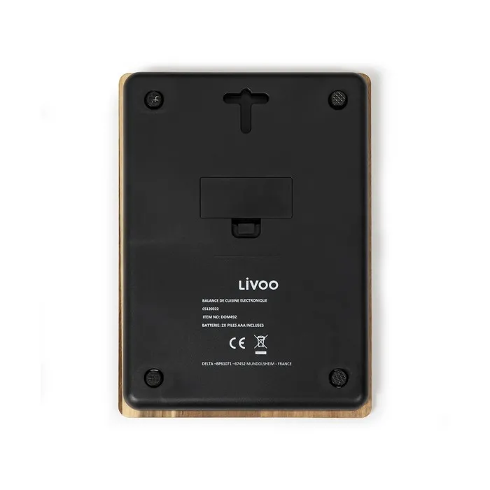Livoo DOM492 Báscula de Cocina Electrónica de Madera de Acacia