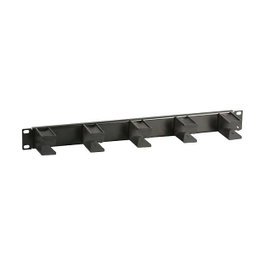 EFB Elektronik 699982TS.1 Panel de gestión de cables de 19 pulgadas con 5 clips para fibra óptica, Negro