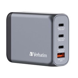 Verbatim Gnc-100 Cargador de Pared Gan 100W Usb-A 3.0 y 3x Usb-C 3.0