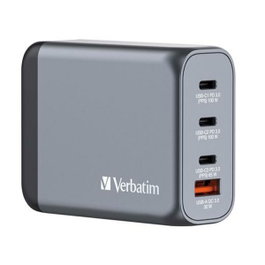 Verbatim GNC-100 Cargador de Pared GaN 100W 4 Puertos (3xUSB-C, 1xUSB-A)