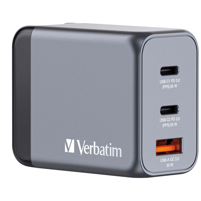 Verbatim GNC-100 Cargador de Pared GaN 100W 4 Puertos (3xUSB-C, 1xUSB-A)