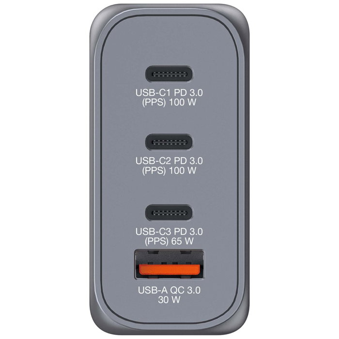 Verbatim GNC-100 Cargador de Pared GaN 100W 4 Puertos (3xUSB-C, 1xUSB-A)
