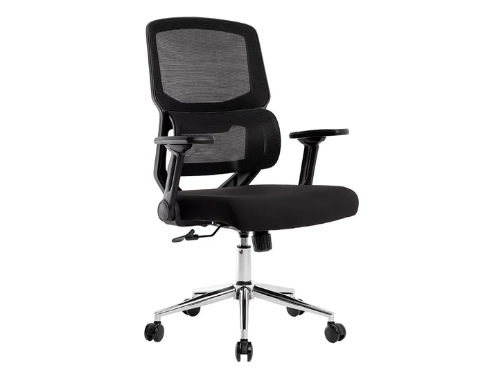 Q-connect Silla de Oficina Lucca Malla, Base Metálica, Ruedas Premium, Ajustable, Negro