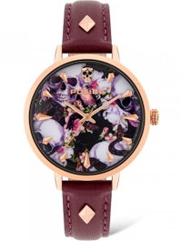 Police Reloj PL16034MSR-02A con caja rosa y correa roja