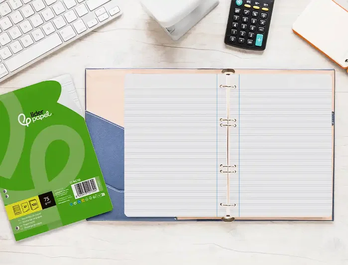 Liderpapel Recambio Din A5 100 hojas 75 g pauta 3,5 mm con margen 6 taladros