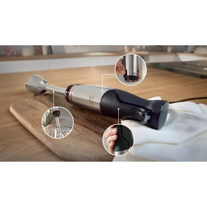 Batidora de mano ErgoMaster Serie 6 - BOSCH - motor 1000 W - 4 cuchillas QuattroBlade Pro