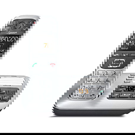 Gigaset E560A Teléfono DECT Inalámbrico con Contestador Automático, Manos Libres, Identificador de Llamadas y Pantalla a Color Negro Plata Gigaset E560A Teléfono DECT Inalámbrico con Contestador Automático, Manos Libres, Identificador de Llamadas y Pantalla a Color Negro Plata