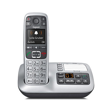 Gigaset E560A Teléfono DECT Inalámbrico con Contestador Automático, Manos Libres, Identificador de Llamadas y Pantalla a Color Negro Plata Gigaset E560A Teléfono DECT Inalámbrico con Contestador Automático, Manos Libres, Identificador de Llamadas y Pantalla a Color Negro Plata