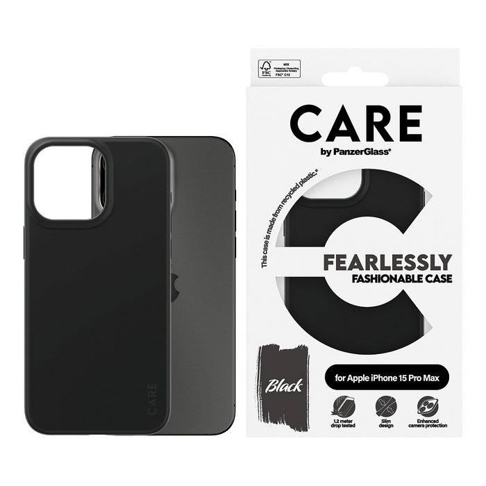PanzerGlass CARE Fashion Black iPhone 15 Pro Max Funda TPU Negra Protección PanzerGlass CARE Fashion Black iPhone 15 Pro Max Funda TPU Negra Protección