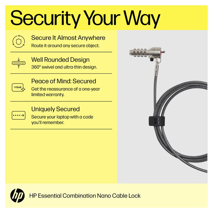 HP Essential Nano Combination Cable Lock 63B31AA