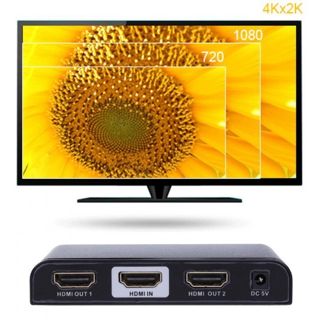 Techly Splitter HDMI de 2 puertos con soporte 4K