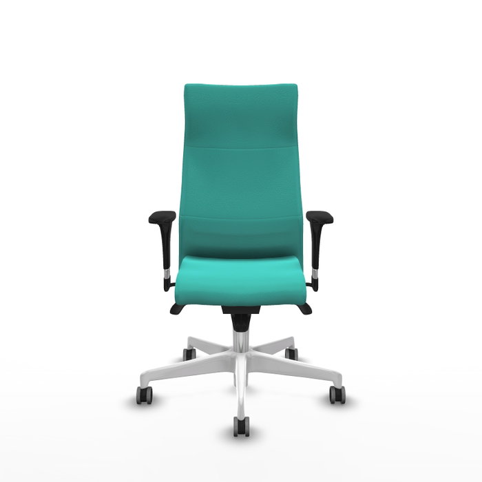 PIQUERAS Y CRESPO Sillón Albacete con Mecanismo Sincro, Similpiel Turquesa y Base Blanca