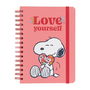 ERIK Cuaderno A5 Love Yourself Snoopy Tapa Dura 90 Hojas con Bolsillo Interior Wire-o Banda Elástica
