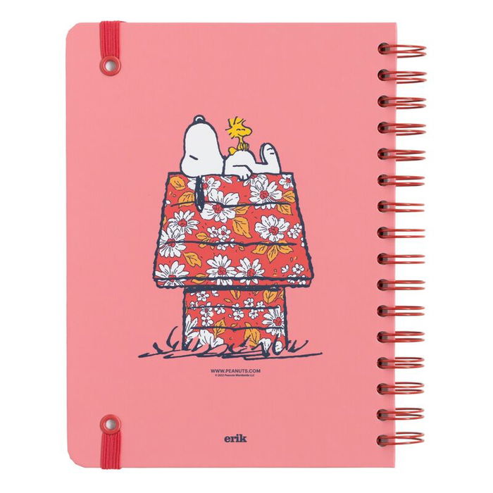 ERIK Cuaderno A5 Love Yourself Snoopy Tapa Dura 90 Hojas con Bolsillo Interior Wire-o Banda Elástica