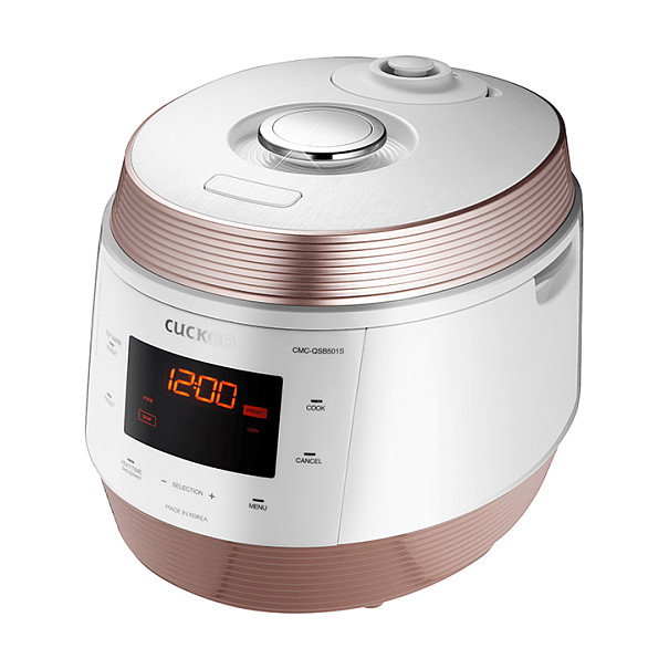 Cuckoo Multicooker CMC-QSB501S 8-en-1, Olla a Presión, 5.00L, Cocina al Vapor, Fríe, Arroz, Carne, Yogur, Rosa/Blanco
