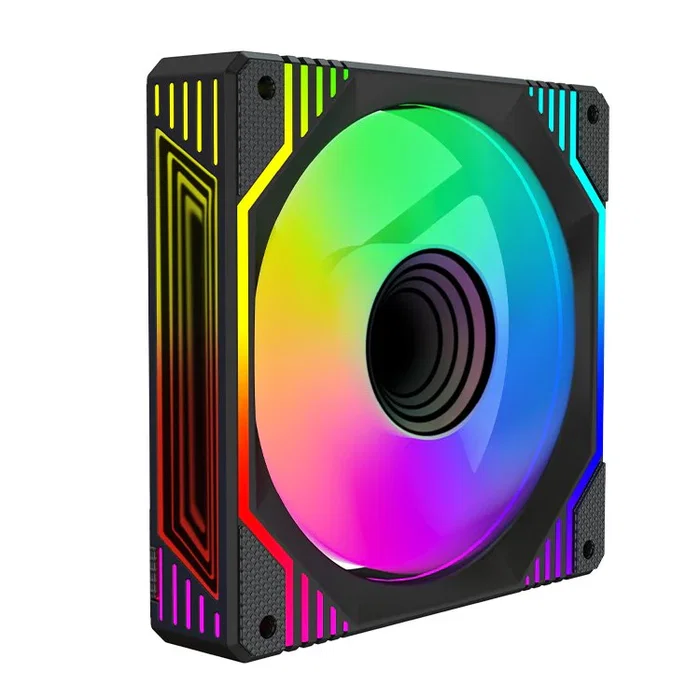 KeepOut XFC-120DRM Ventilador PC 120mm ARGB Negro, Efecto Espejo Infinito, Control Inteligente, Sistema Antivibración, 11 Aspas, 16 Millones de Colores, 1800 RPM, 63 CFM, 4 Pines