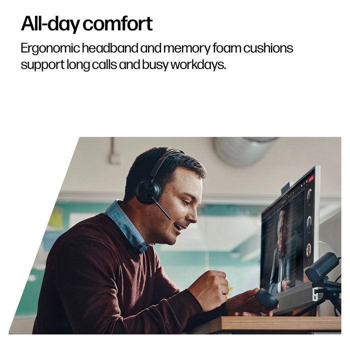 HP Voyager Focus 2 UC Auriculares Inalámbricos Bluetooth Diadema para Oficina/Centro de Llamadas, USB-C/A, Cancelación de Ruido Activo, Negro