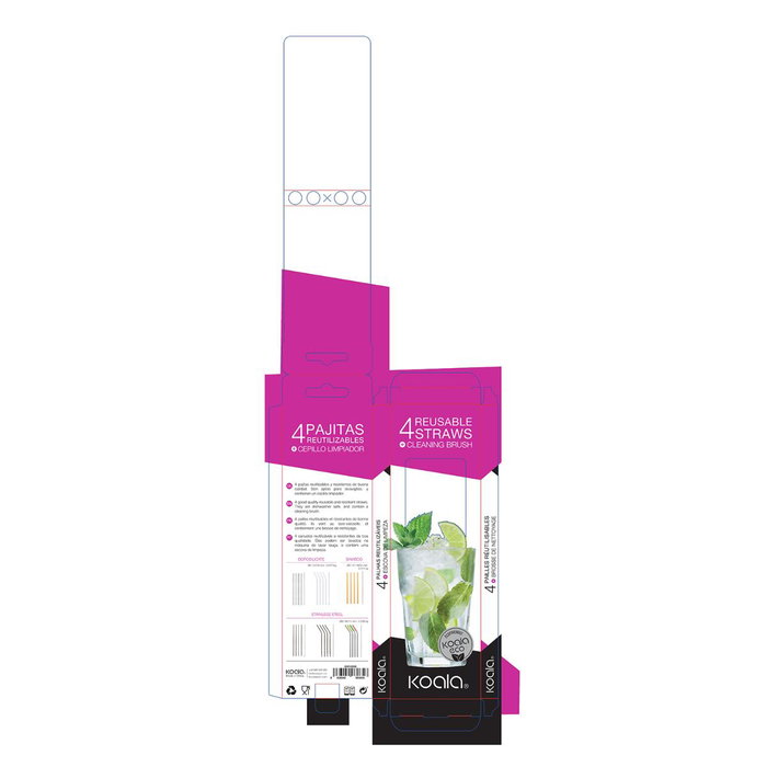 Set Pajitas Borosilicato Bodega Koala 5 Piezas X 21x0,8 cm