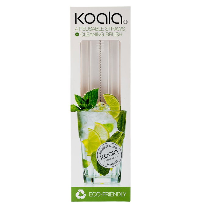 Koala Set de 4 Pajitas de Borosilicato con Cepillo Bodega Koala Set de 4 Pajitas de Borosilicato con Cepillo Bodega