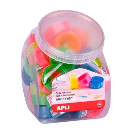 Apli Cinta Adhesiva Transparente de Colores 19 mm x 20 m - Rollo de 50 Unidades para Escritorio Apli Cinta Adhesiva Transparente de Colores 19 mm x 20 m - Rollo de 50 Unidades para Escritorio