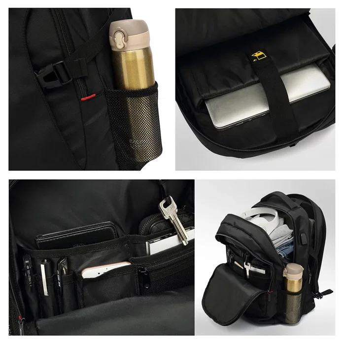 Ewent EW2526 Mochila Portátil hasta 15.6 Pulgadas con Salida USB Carga, Compartimento para Tablet, Panel Acolchado y Correa de Carro - Negro