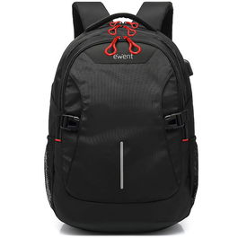 Ewent EW2526 - Mochila Portátil 15.6 Pulgadas con Salida USB, Compartimento para Laptop, Tablet 10.1", Correa de Carro, 26L