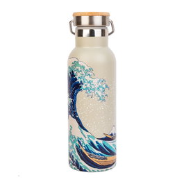 ERIK Botella Agua Acero Inoxidable La Gran Ola de Kanagawa Hokusai 500ml Tapon Hermetico