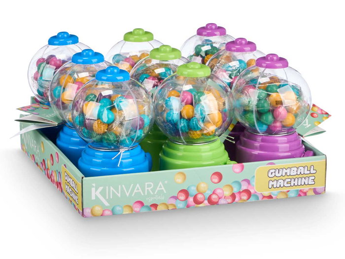 Kinvara Dispensador Chicle 100Gr Surtidos Colores 8.5x15x9.5cm (Set de 18)