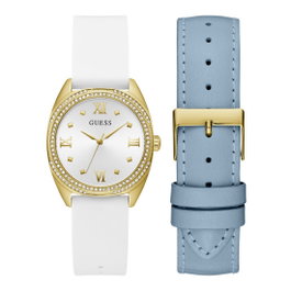 Guess GW0691L2 con correa de silicona blanca y caja dorada