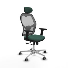 PIQUERAS Y CRESPO Silla de oficina Jorquera con mecanismo Sincro/Traslack, Verde botella y Gris