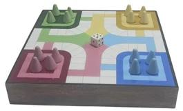 DKD Home Decor Juego de Mesa Parchís de Madera y Resina Lacado Multicolor