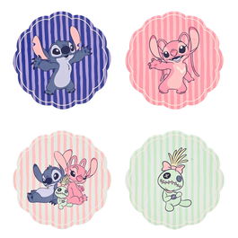 WIDDOP & CO Set 4 Posavasos Cerámica Stitch Disney Personajes