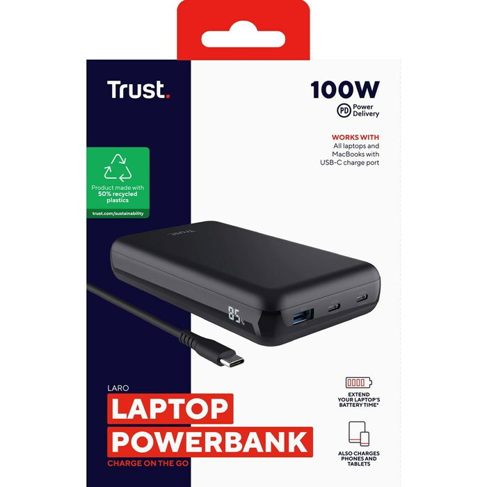 Trust Laro Batería Externa 20000mAh 100W Negra