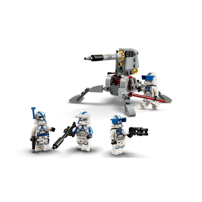 LEGO Star Wars 75345 Pack de Combate Soldados Clon 501 con 4 Minifiguras y Cañón Antivehículo AV-7, para +6 años