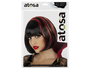Peluca Corta Lisa Negra Con Mechas Rojas Vampiresa Para Disfraz Halloween