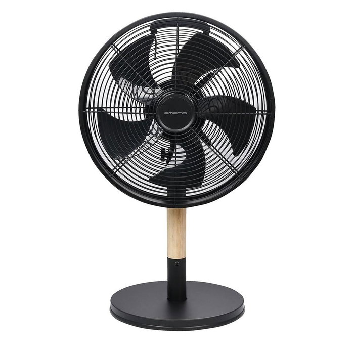 Emerio Fn114499.2 Ventilador de Mesa 30 cm, 35 W, Oscilante, Inclinación Ajustable, 3 Velocidades, Diseño Madera Negra y Metal/Plástico