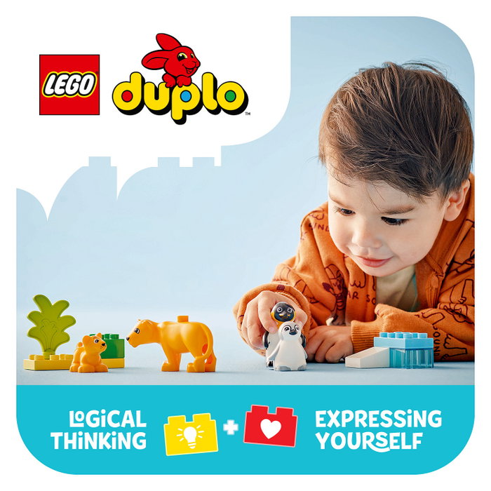 LEGO DUPLO Familias de la Fauna Salvaje: Pingüinos y Leones