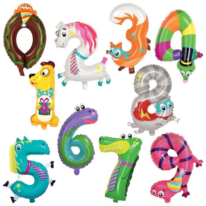 Party Time Globo Cifra altura 52-66 cm para Fiestas de Cumpleaños Reutilizable