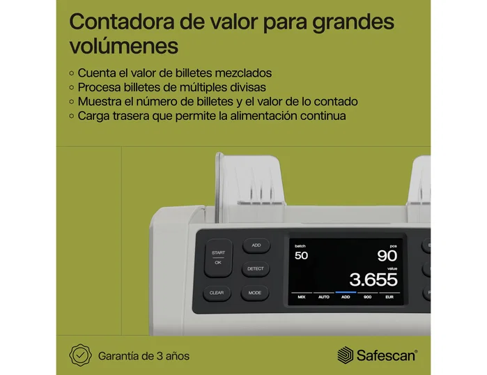 Safescan 2865-S Contadora de Billetes Mezclados con Pantalla Táctil