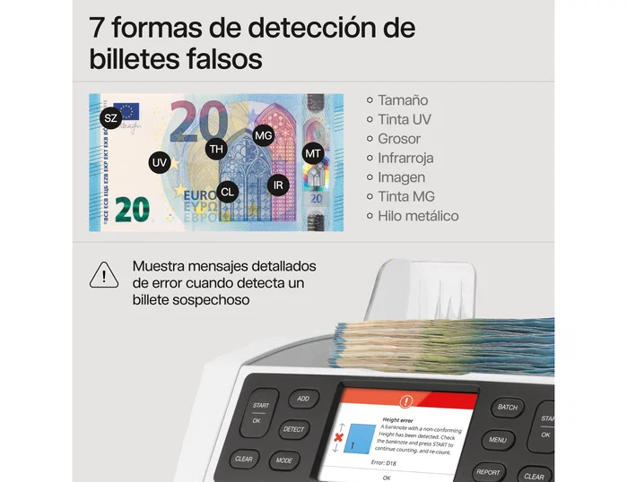 Safescan 2865-S Contadora de Billetes Mezclados con Pantalla Táctil