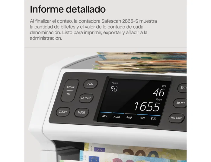 Safescan 2865-S Contadora de Billetes Mezclados con Pantalla Táctil