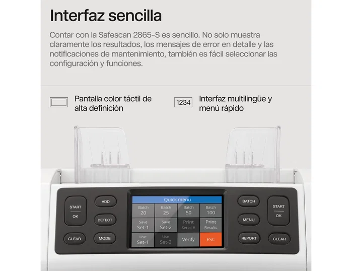 Safescan 2865-S Contadora de Billetes Mezclados con Pantalla Táctil