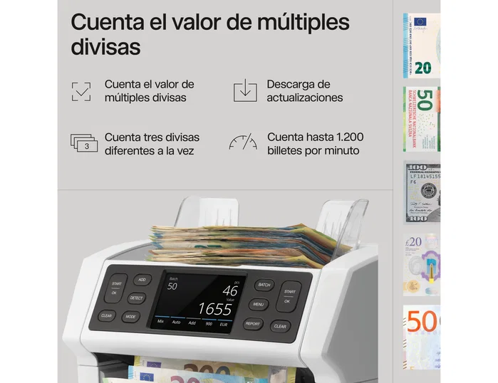 Safescan 2865-S Contadora de Billetes Mezclados con Pantalla Táctil