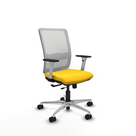PIQUERAS Y CRESPO Silla de oficina Haches con mecanismo Sincro/Traslack, Amarillo y Blanco