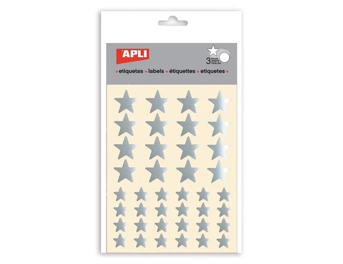 Apli Gomets apli estrella plata bolsa con 3 hojas